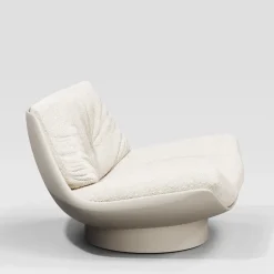 Lalea Pearl bush bouclè & soul-white leather Lounge Chair by Artefatto Design Studio