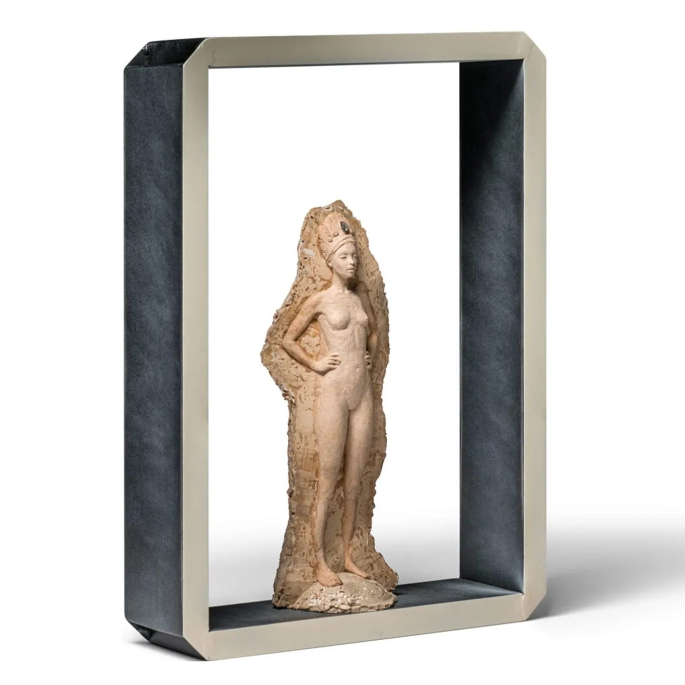 L'altare de "La Papessa" White - Resin & Rice Husk Sculpture