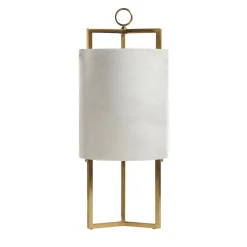 Lantern White Alabaster & Satin Brass Table Lamp