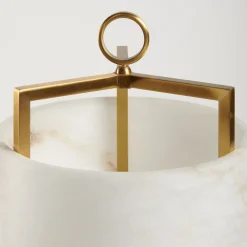 Lantern White Alabaster & Satin Brass Table Lamp