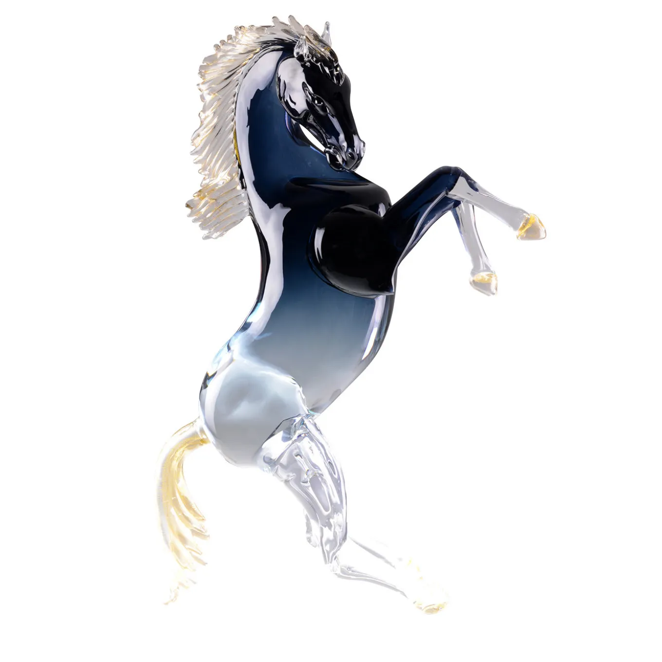 Large Black Glass Rearing Horse