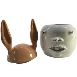 Large Bronze and White Aries Container with Lid