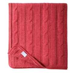 Large Coral Cable-Knit Cashmere Blanket