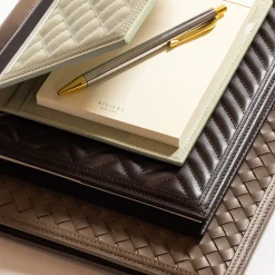 Large Handwoven Smoke Leather Notepad Holder