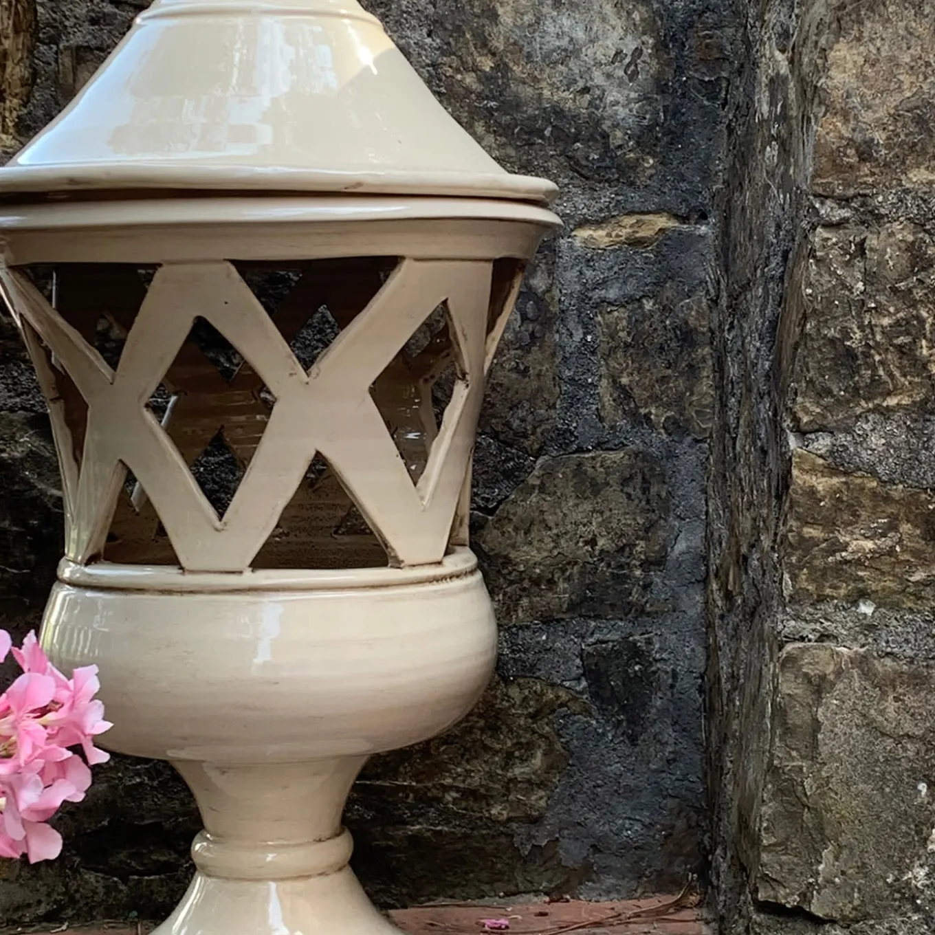 Large Ivory Lantern with Rhombuses