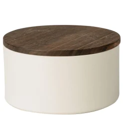Large Round Ceramic Container with Wooden Lid
