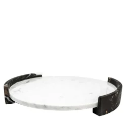 Large Round White Carrara Marble Tray by Jacopo Simonetti