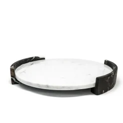 Large Round White Carrara Marble Tray by Jacopo Simonetti
