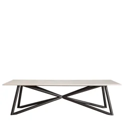 Larte 260 Recatangular travertine stone and brown steel outdoor dining table