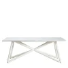 Larte 200 Rectangular white carrara Marble and steel Outdoor Dining Table
