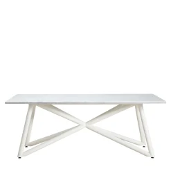 Larte 200 Rectangular white carrara Marble and steel Outdoor Dining Table
