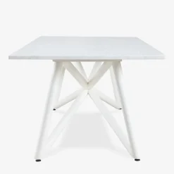 Larte 200 Rectangular white carrara Marble and steel Outdoor Dining Table