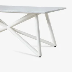 Larte 200 Rectangular white carrara Marble and steel Outdoor Dining Table