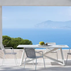 Larte 200 Rectangular white carrara Marble and steel Outdoor Dining Table