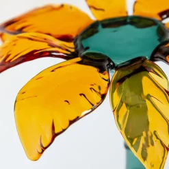 Las Palmas Green and Orange Blown Glass Dessert Stand