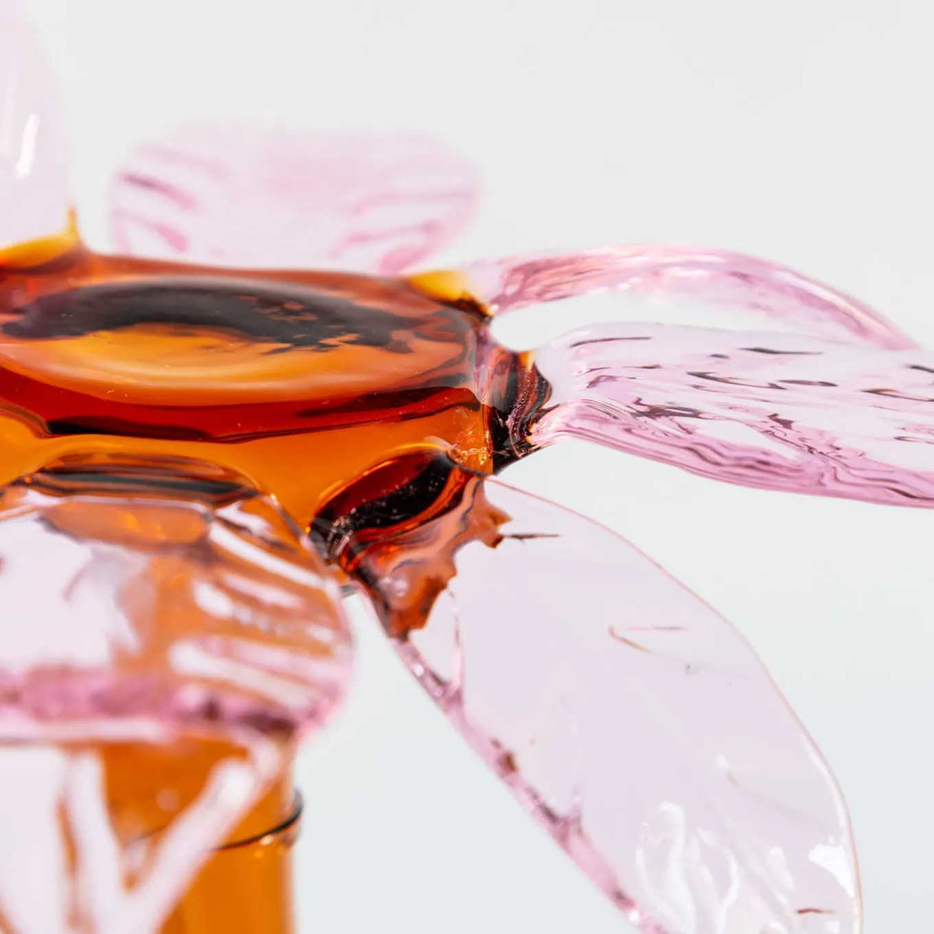 Las Palmas Orange and Pink Blown Glass Dessert Stand