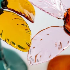 Las Palmas Orange and Pink Blown Glass Dessert Stand