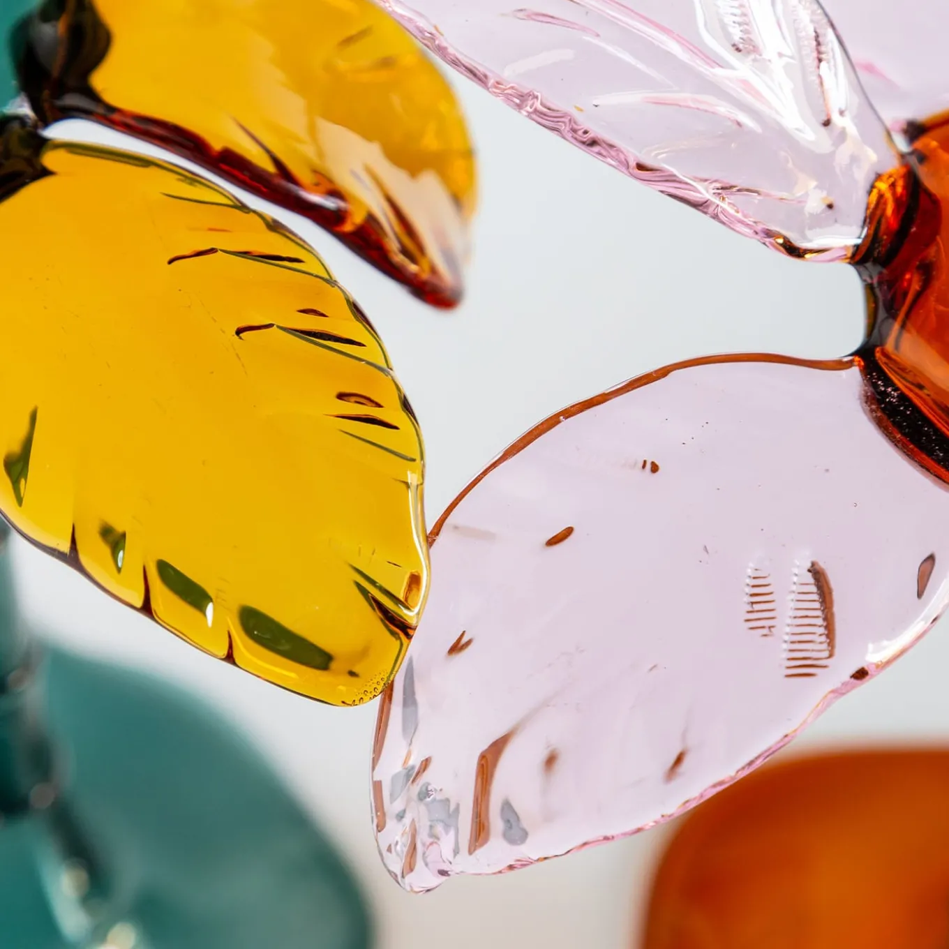 Las Palmas Orange and Pink Blown Glass Dessert Stand