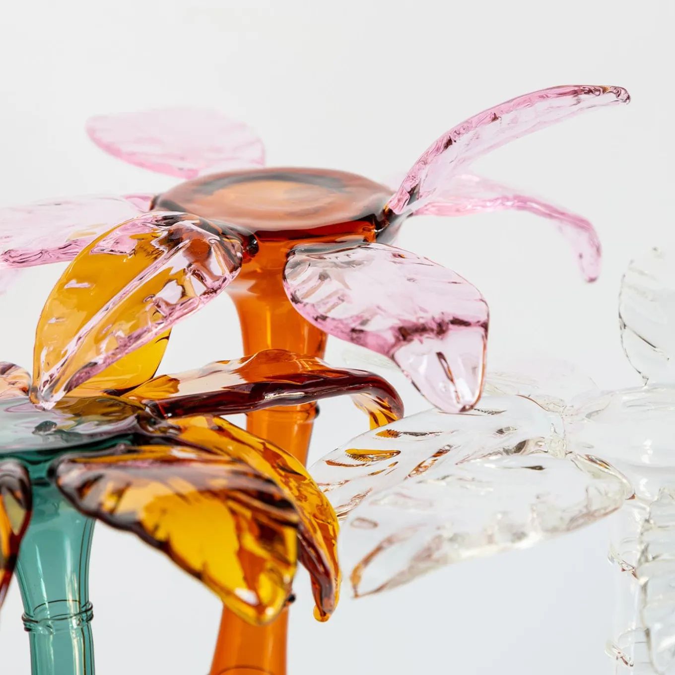 Las Palmas Orange and Pink Blown Glass Dessert Stand