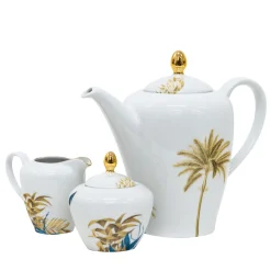 Las Palmas Porcelain Tea Set with palm leaves decoration