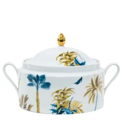 Las Palmas porcelain Tureen with yellow/blue palms