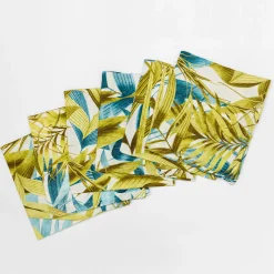 Las Palmas Set Of 6 Linen Napkins With Palm Leaves