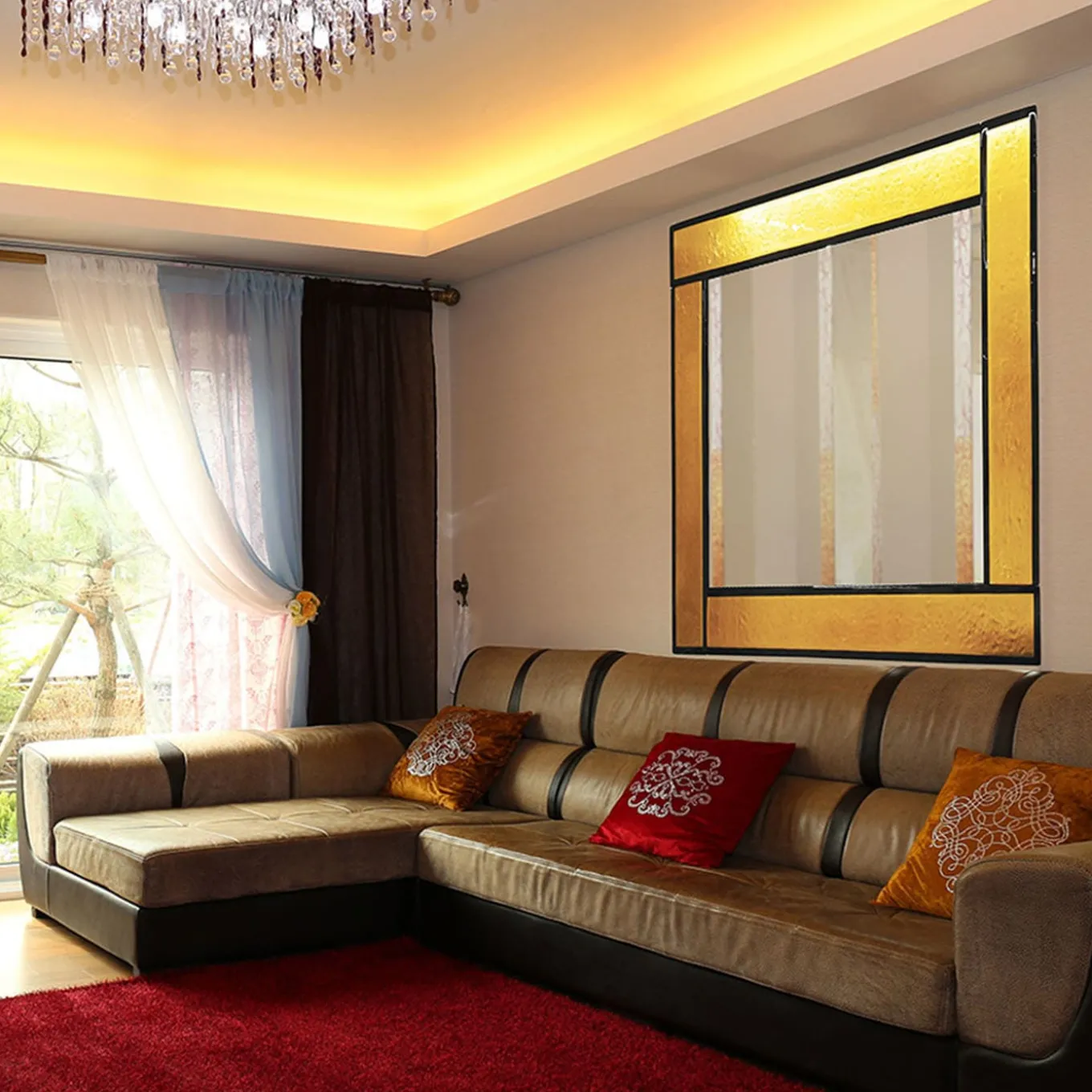 Las Vegas Rectangular Golden Mirror