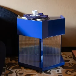 Last Call Gloss Blue Hexagonal Nightstand