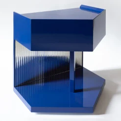 Last Call Gloss Blue Hexagonal Nightstand