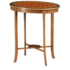 Late 29th-Century Inlaid Oval Side Table