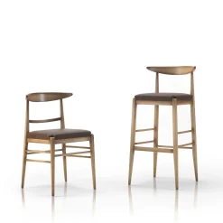 Laura Walnut & Brown Bar Stool