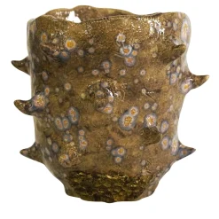 Lava 6 Mottled Beige Ceramic Vase