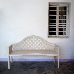 Lavaredo Settee Textural White and Tulips Decors Bench