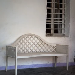 Lavaredo Settee Textural White and Tulips Decors Bench