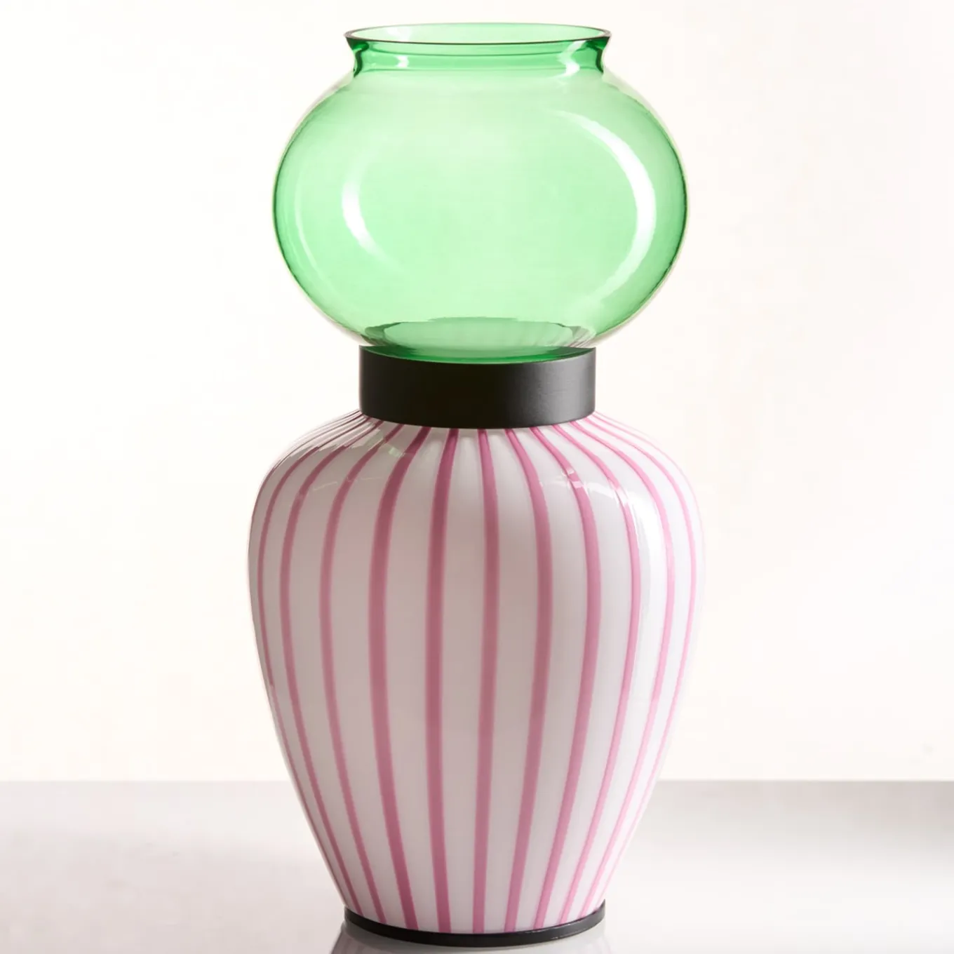 Layla Pink Striped Table Lamp by Serena Confalonieri