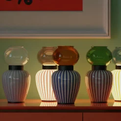 Layla Pink Striped Table Lamp by Serena Confalonieri