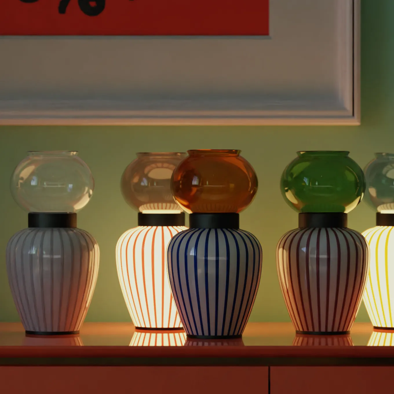 Layla Pink Striped Table Lamp by Serena Confalonieri