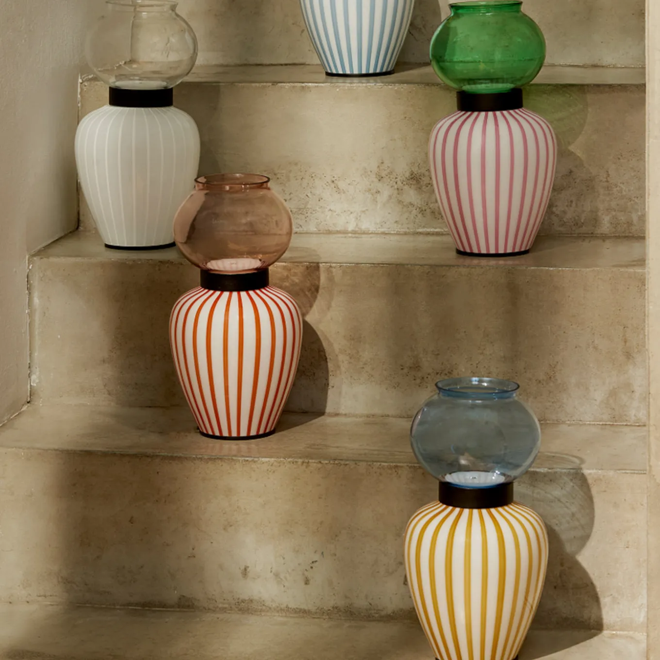 Layla Pink Striped Table Lamp by Serena Confalonieri