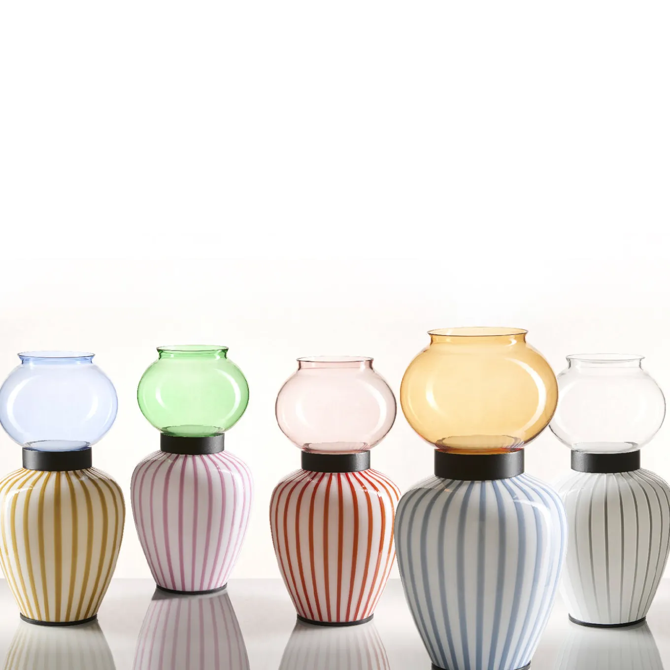 Layla Pink Striped Table Lamp by Serena Confalonieri