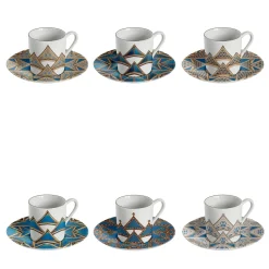 Le Volte Celesti 6 Porcelain Espresso Cups with architectures