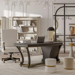 Leather and Wood Swivel Office Chair from Studio Privè Collection