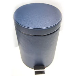 Leather Bin with Lid in Blue