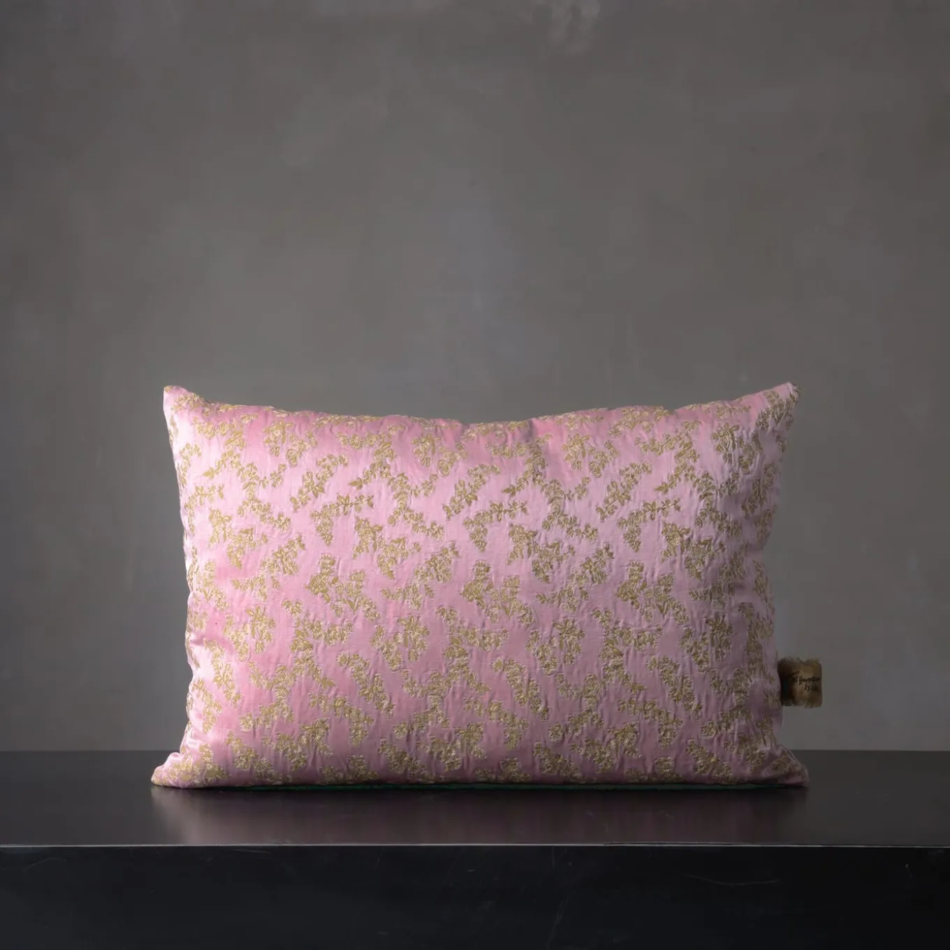 Ledbetter Rectangular Floral Pink & Golden Cushion