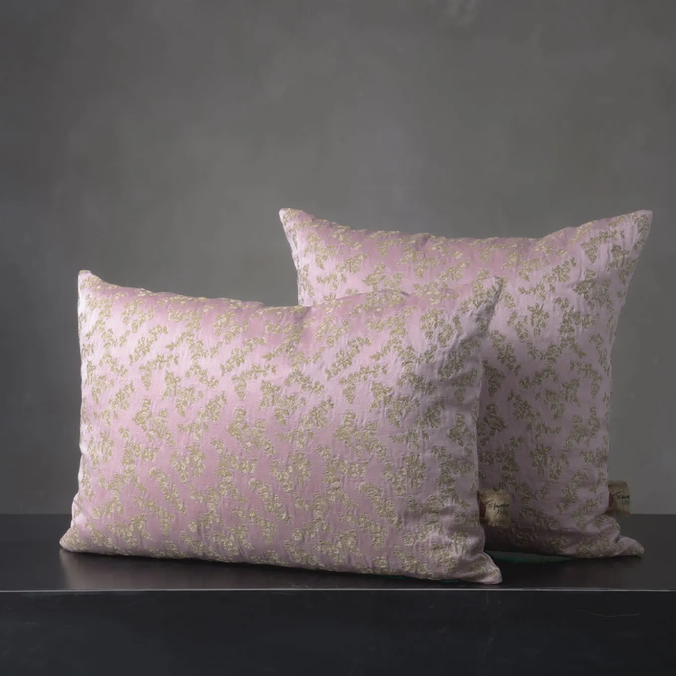 Ledbetter Rectangular Floral Pink & Golden Cushion