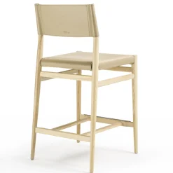 Ledermann Scandinavian Cream Leather Strap Counter Stool Tom Kelley