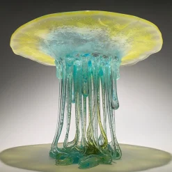 Lemon Fresh Aqua Blue And Green Glass Sculpture