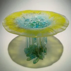 Lemon Fresh Aqua Blue And Green Glass Sculpture