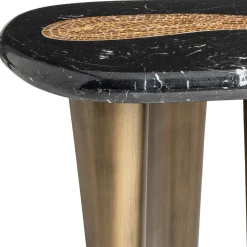 Leon High Side Table with Black Marquina Marble Top