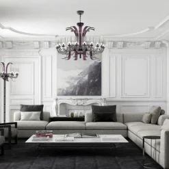 Leonardo 10-light Gray and Purple Murano Glass Floor Lamp