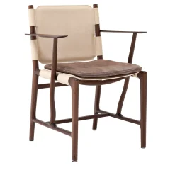Levante Beige Chair with Armrests by Massimo Castagna
